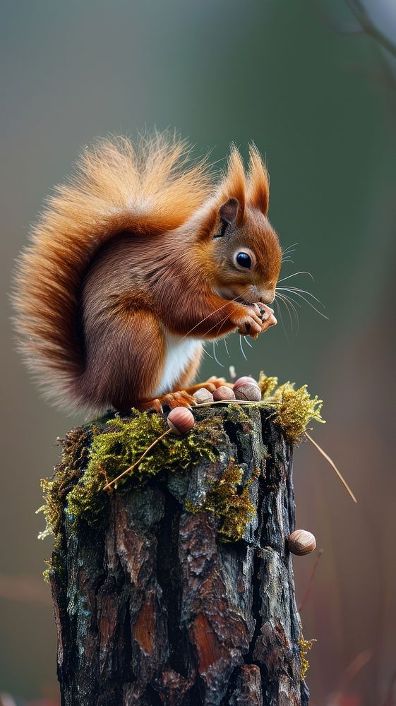 Red squirrel tree animal rodent.