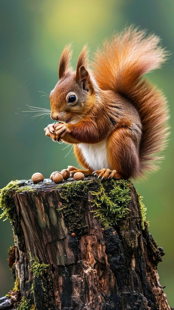 Red squirrel tree animal rodent.