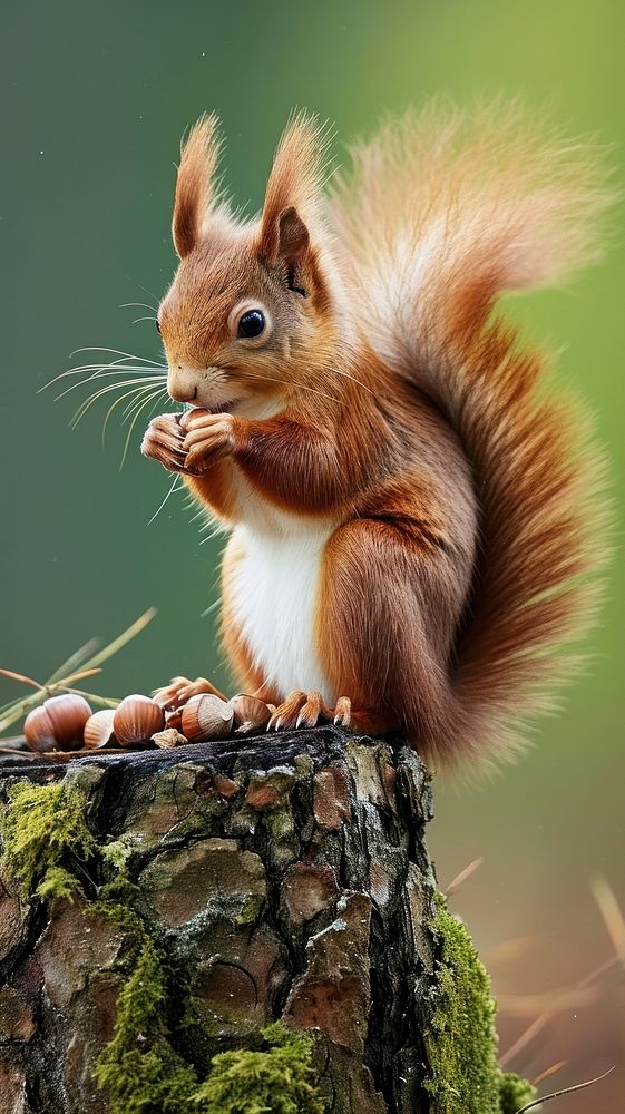 Red squirrel tree nut animal.