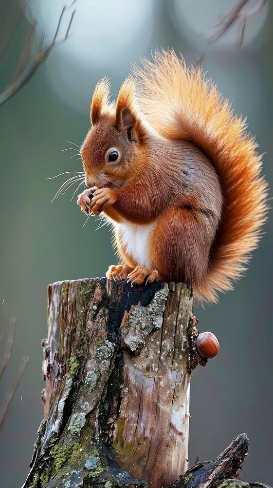 Red squirrel tree rodent animal.