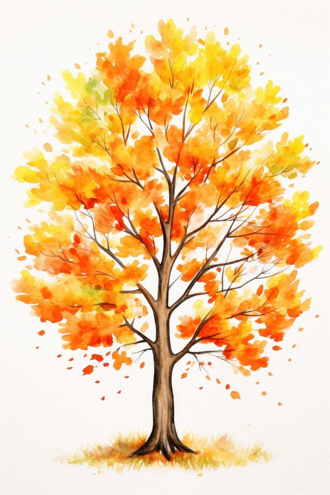 Autumn tree painting plant maple. AI generated Image by rawpixel.