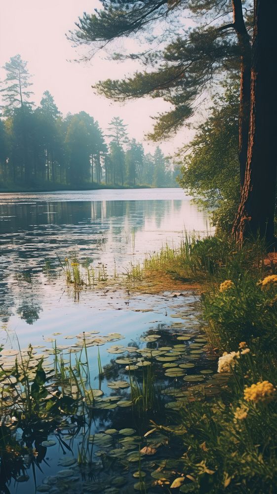  Lake in summer wilderness landscape outdoors. AI generated Image by rawpixel.