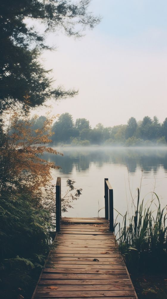  Lake landscape boardwalk outdoors. AI generated Image by rawpixel.