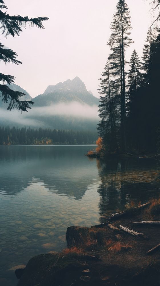  Lake with mountain view wilderness landscape outdoors. AI generated Image by rawpixel.