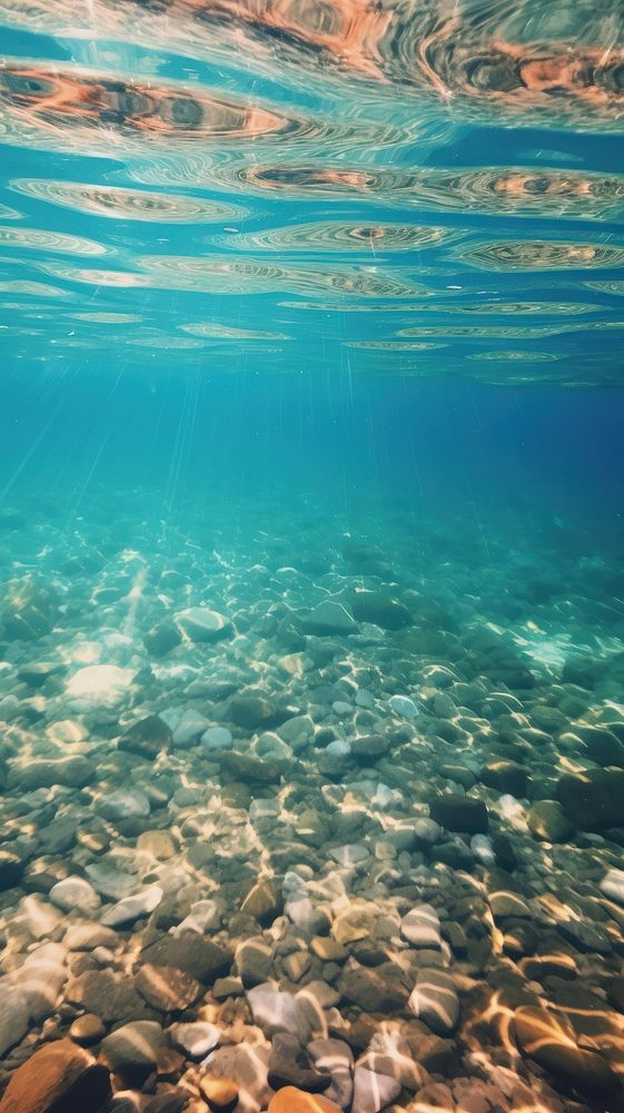  Gravels under clear water underwater outdoors nature. AI generated Image by rawpixel.