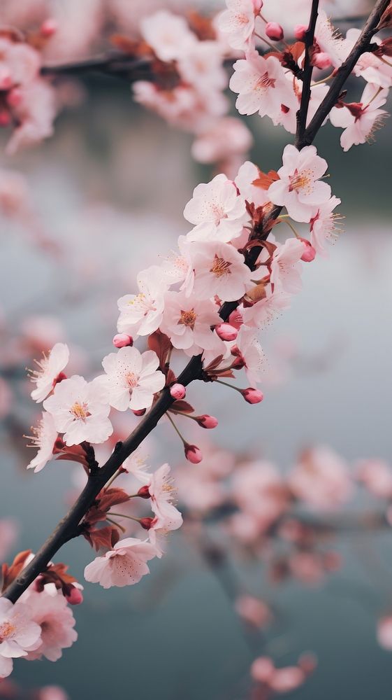 Sakura flowers blossom plant petal. AI generated Image by rawpixel.