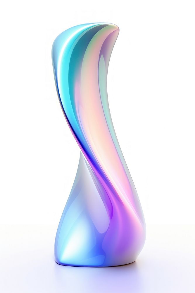 Curve shape iridescent vase white background simplicity.