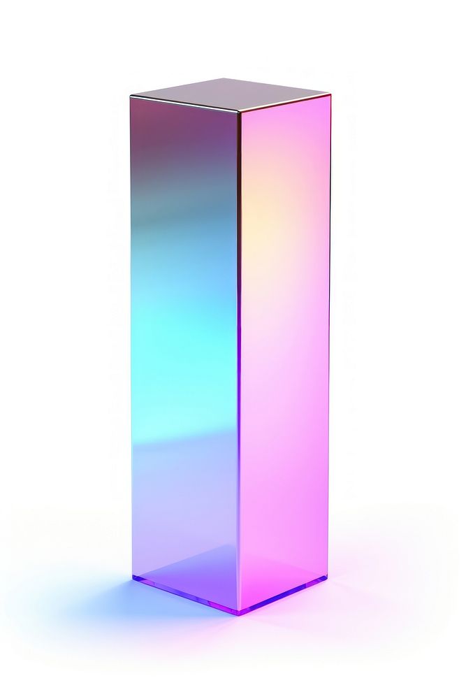 Distored rectangle iridescent vase white background letterbox.