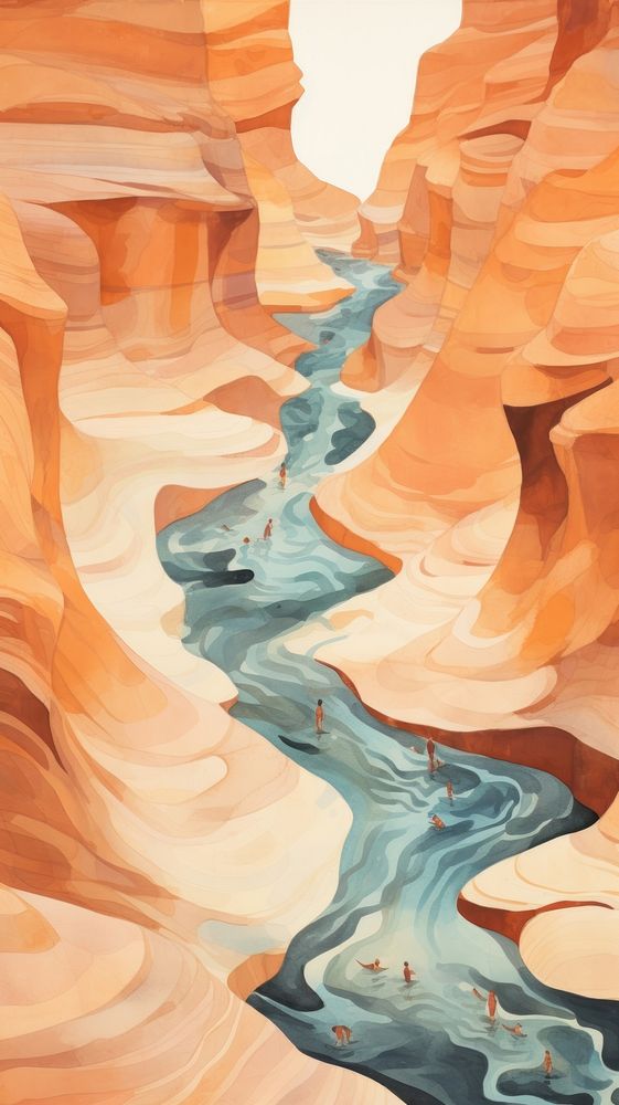 Watercolor of a canyon outdoors pattern nature.