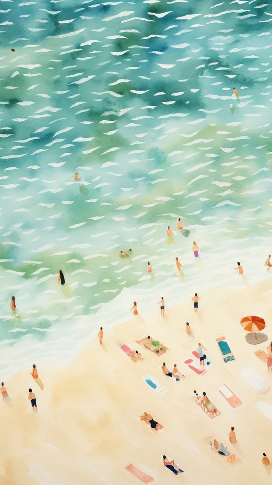 Watercolor of a beach swimming outdoors pattern.