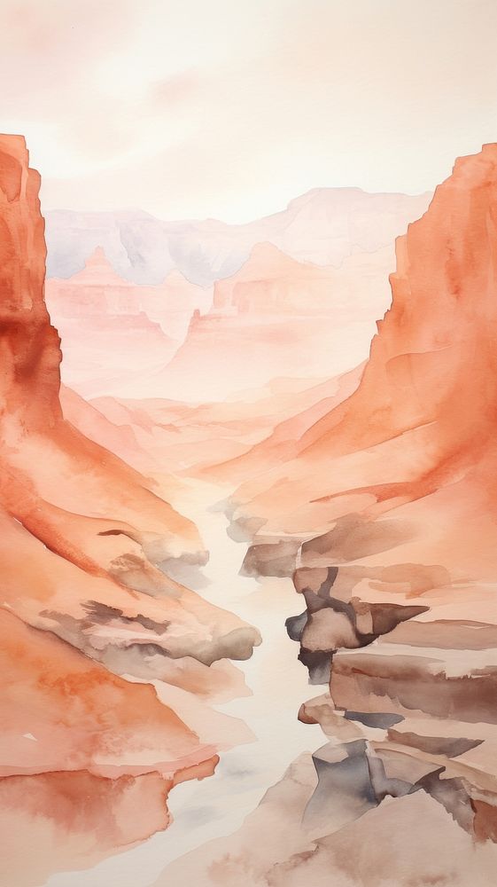Watercolor of a grand canyon mountain outdoors nature.