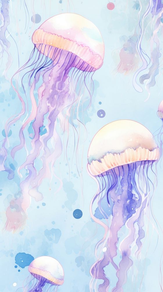 Watercolor of a jellyfish pattern invertebrate transparent.