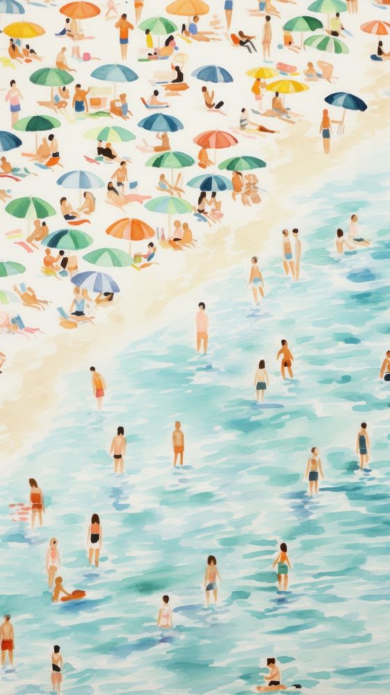 Watercolor of a summer vacation swimwear swimming outdoors.