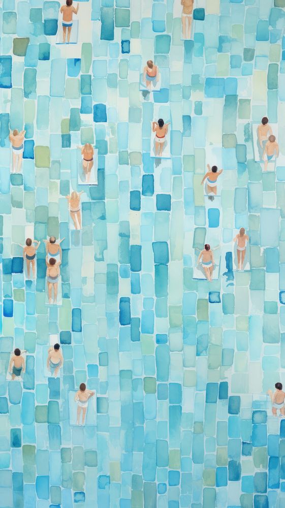 Watercolor of a swimming pool outdoors pattern sports.