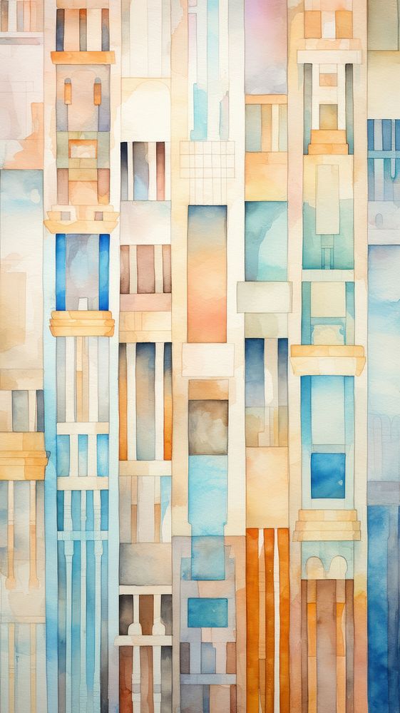 Architecture painting pattern city.