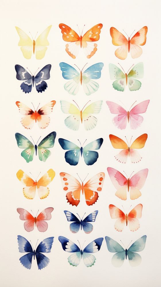 Watercolor of butterfly pattern animal insect.