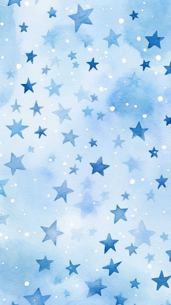 Watercolor of blue stars outdoors pattern texture.