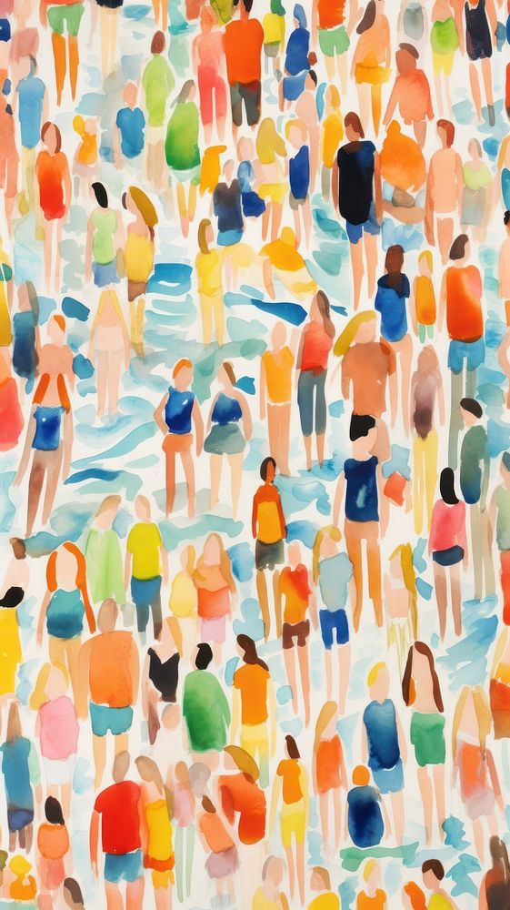 Watercolor of cloth pattern painting outdoors swimming.