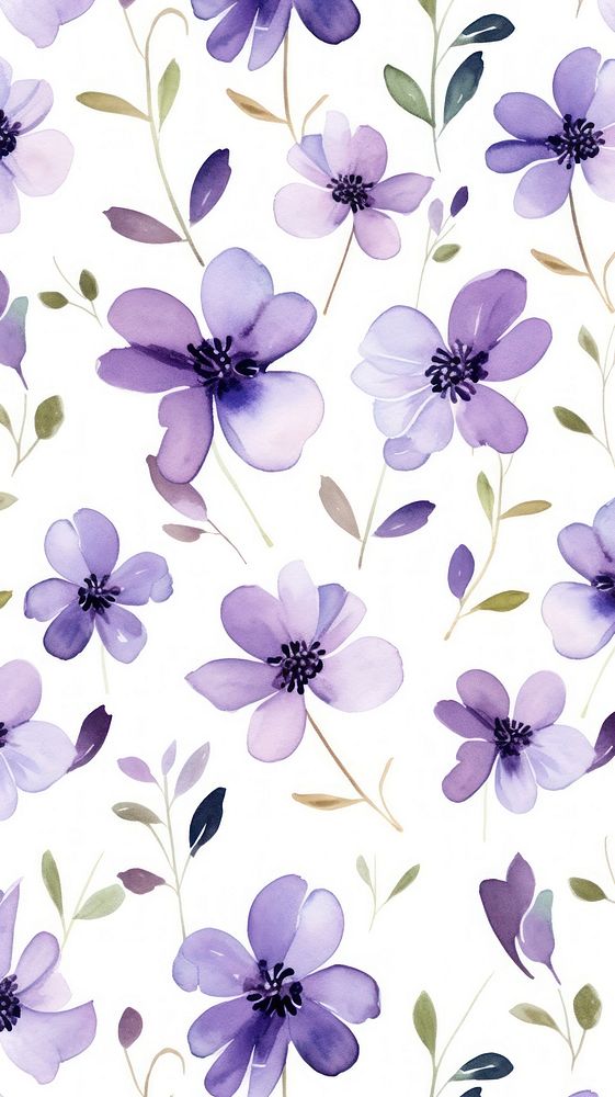 Watercolor of purple flowers pattern plant inflorescence.