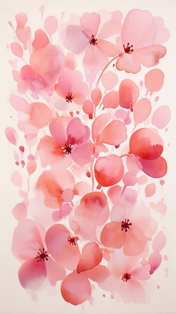 Watercolor of pink flowers blossom pattern petal.