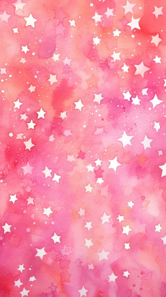 Watercolor of pink stars pattern texture paper.
