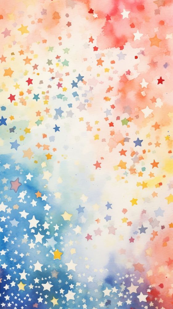 Watercolor of stars confetti pattern texture.