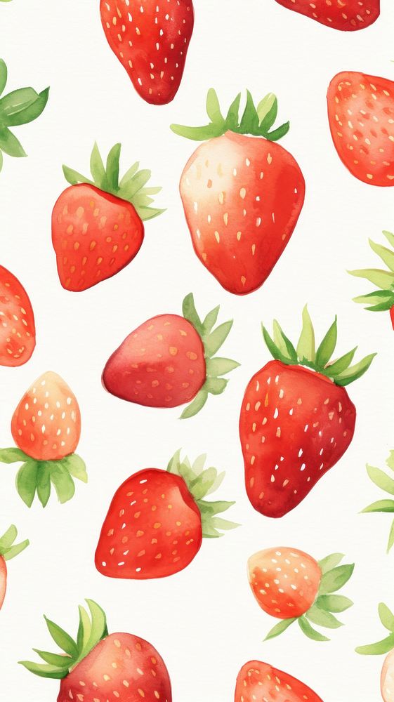 Watercolor of strawberries strawberry pattern fruit.