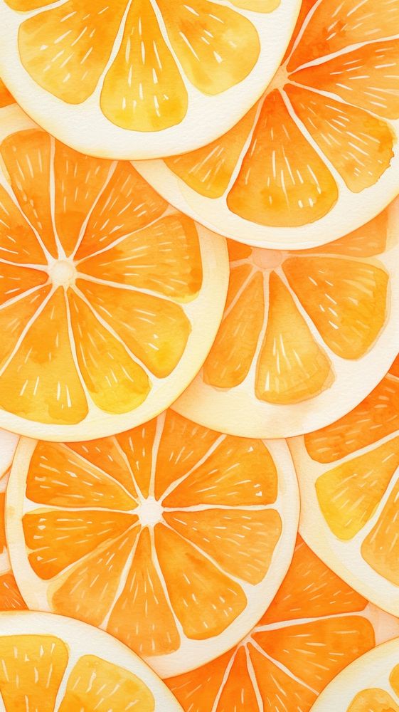 Watercolor of slices of orange grapefruit pattern lemon.