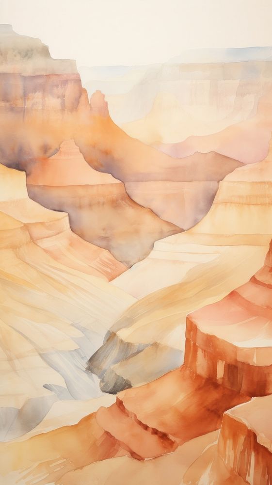 Watercolor of the grand canyon mountain pattern nature.