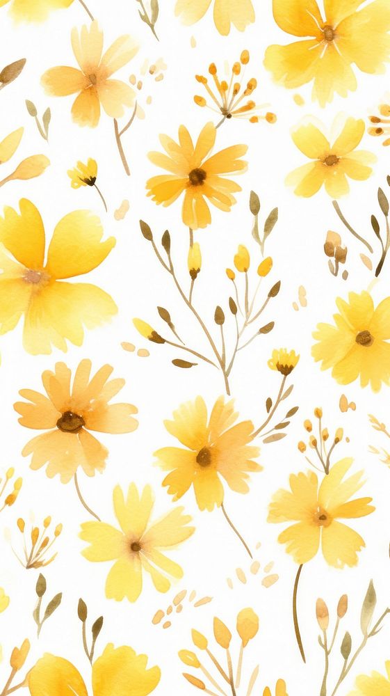 Watercolor of yellow flowers pattern petal plant.