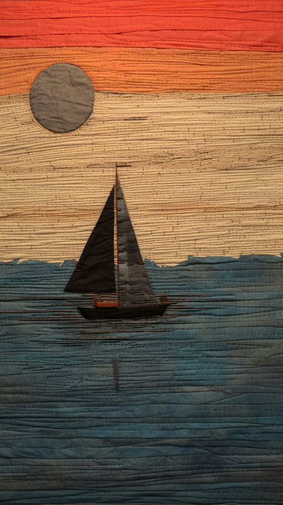 Boat by the beach watercraft sailboat painting.