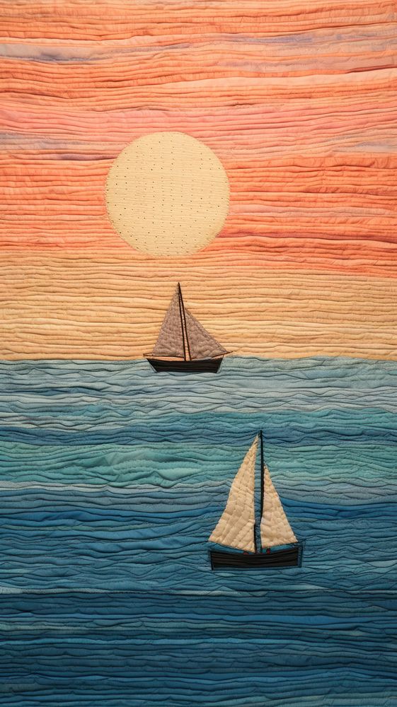 Boat by the beach watercraft sailboat painting.