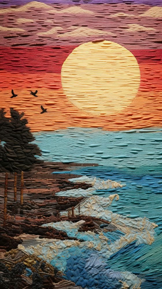 Ocean sunset outdoors painting nature.