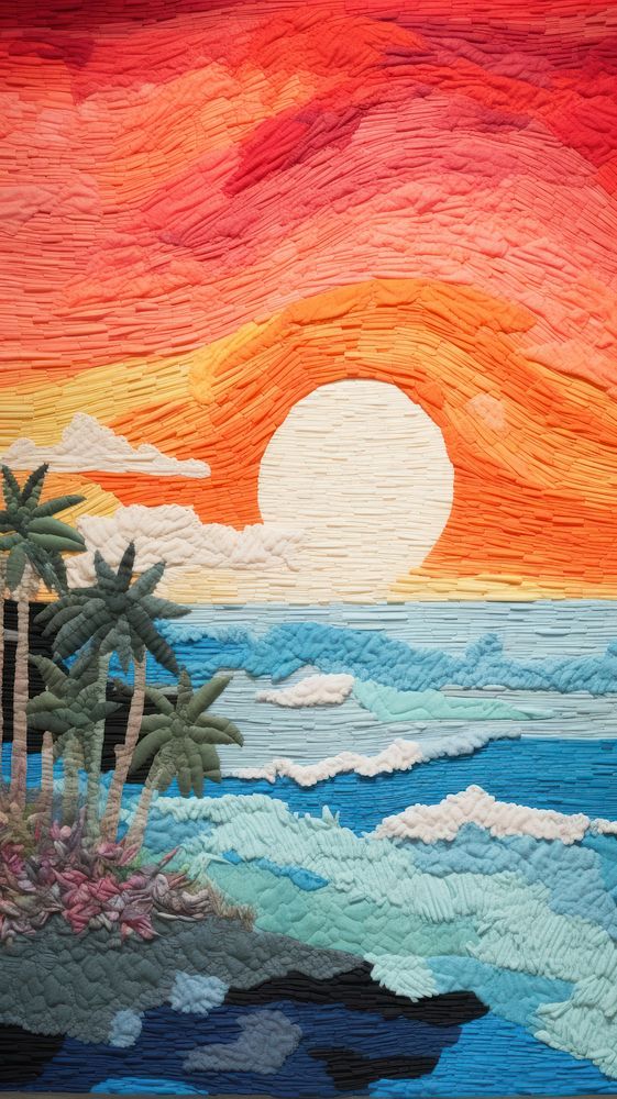 Sunset beach painting craft land.