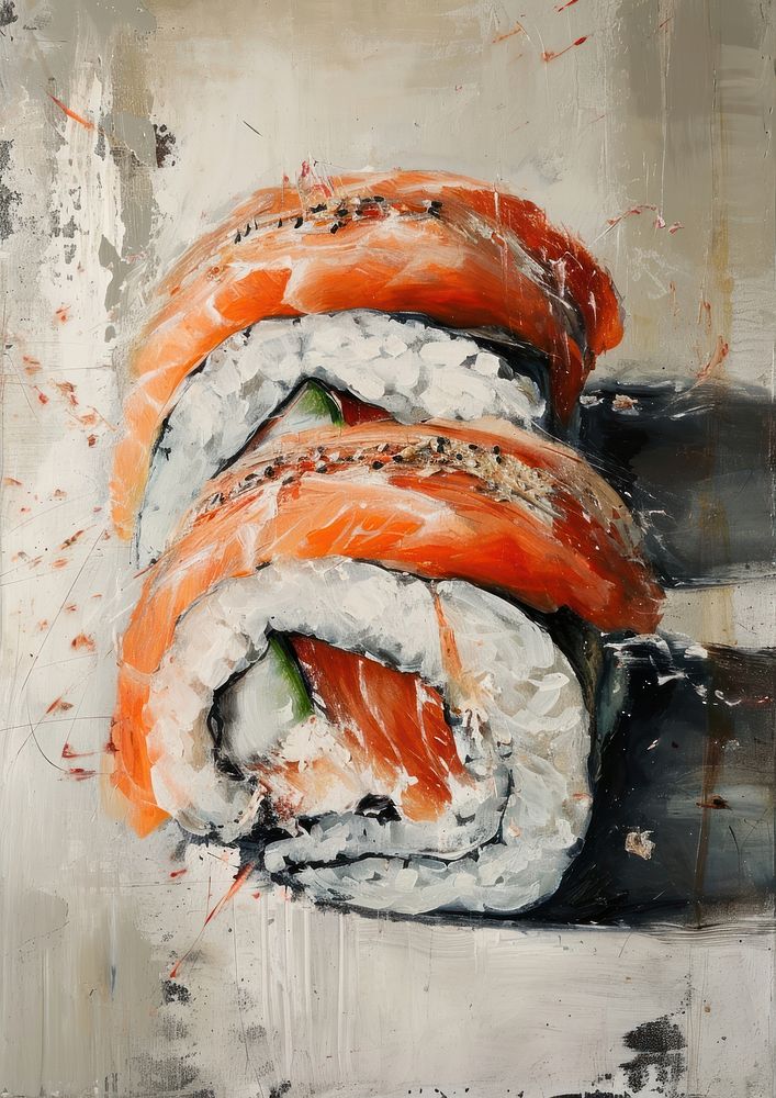 Salmon sushi painting seafood rice.