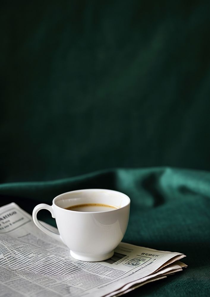 Coffee cup mockup newspaper drink green.