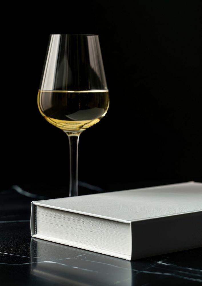 Glass wine drink book.