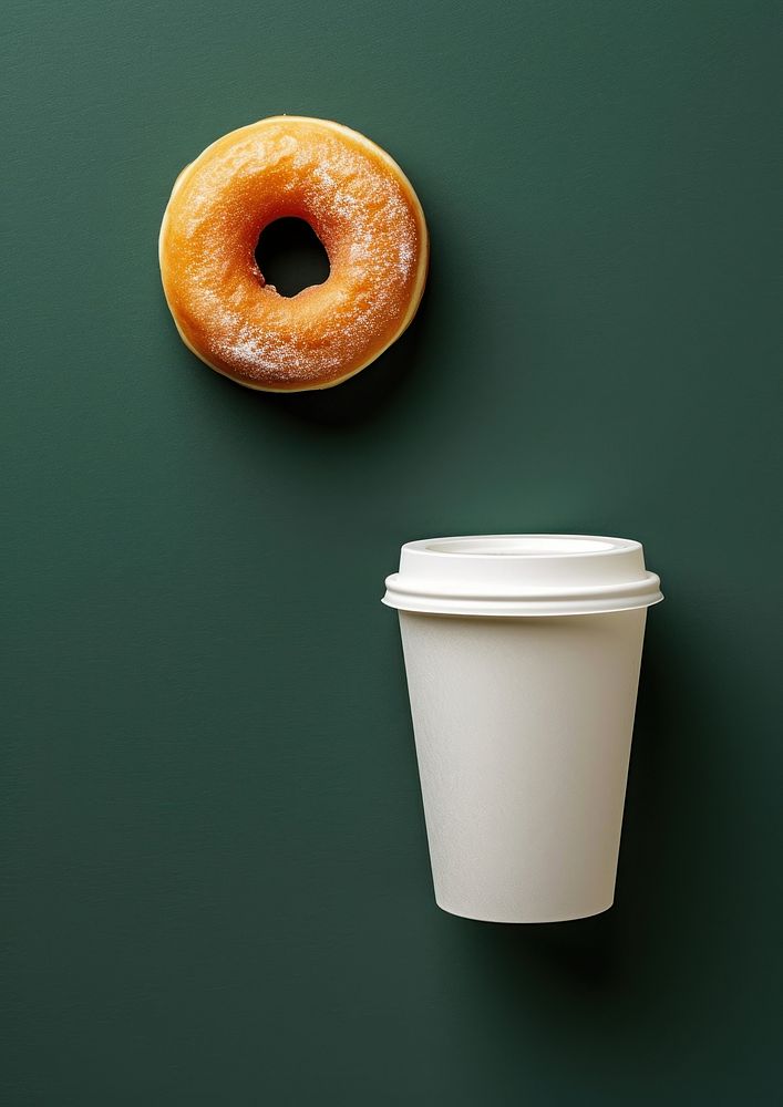 Coffee paper cup bagel donut food.