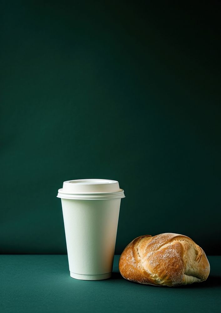 Coffee paper cup bread food mug.