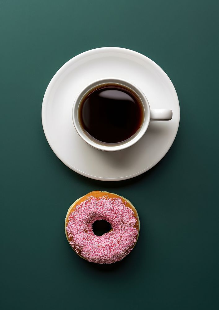 Coffee cup donut drink food.