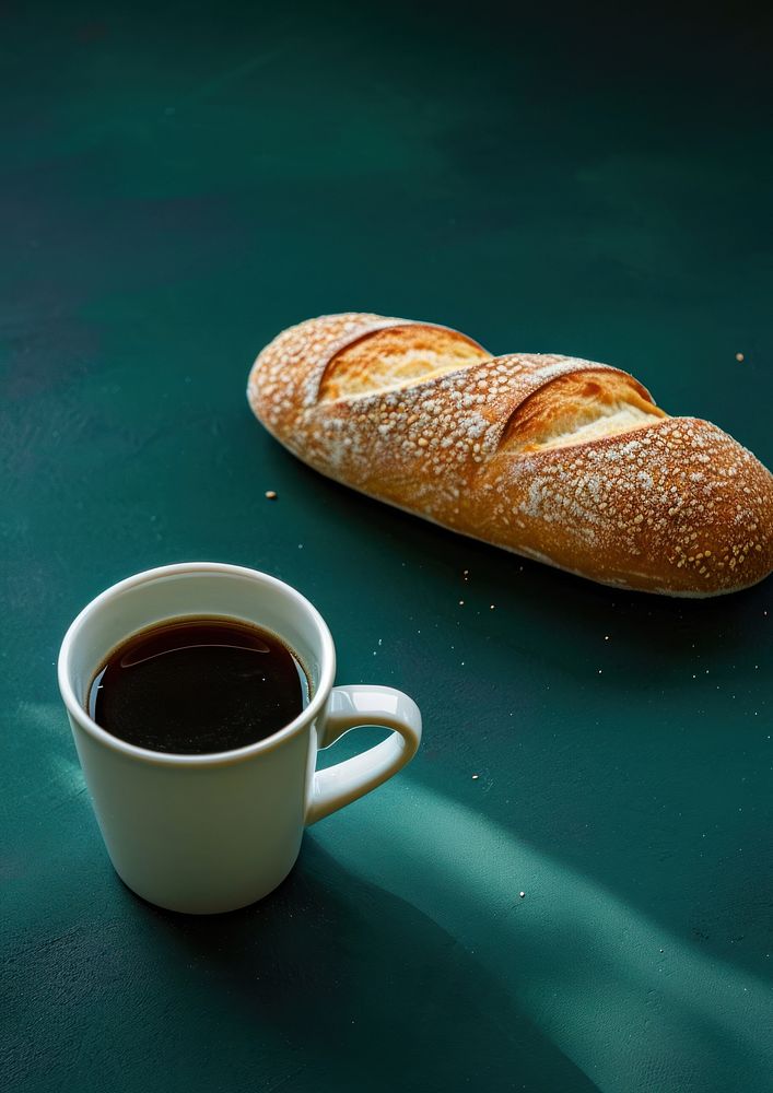Coffee cup mockup bread breakfast baguette.