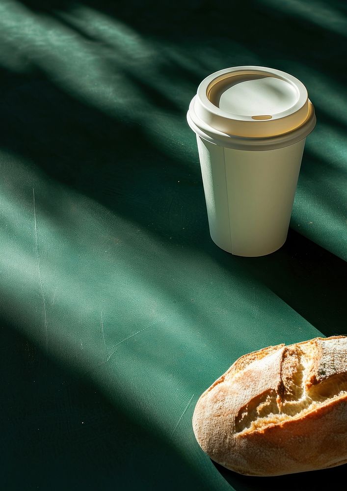 Coffee paper cup mockup bread food mug.