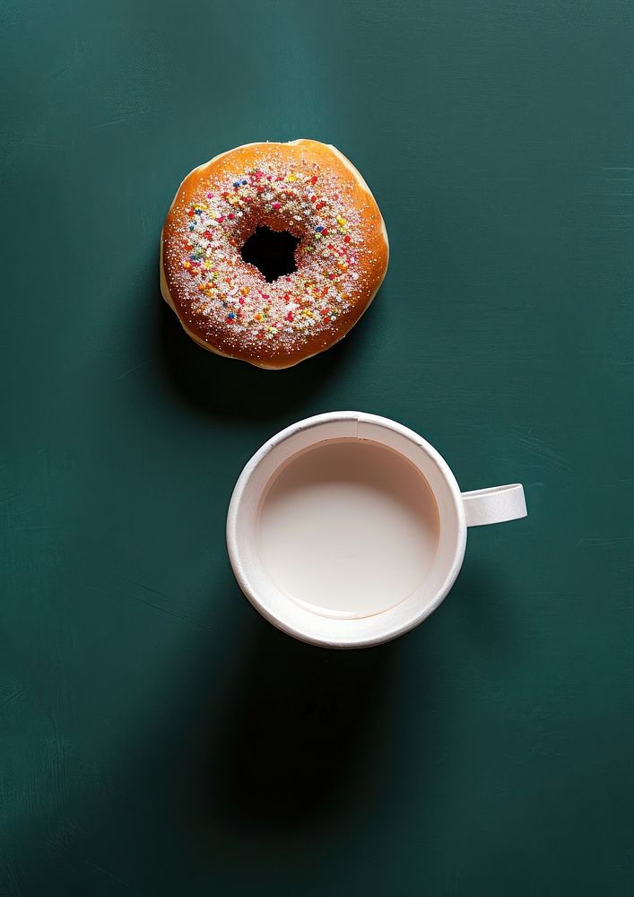 Coffee paper cup donut bagel food.