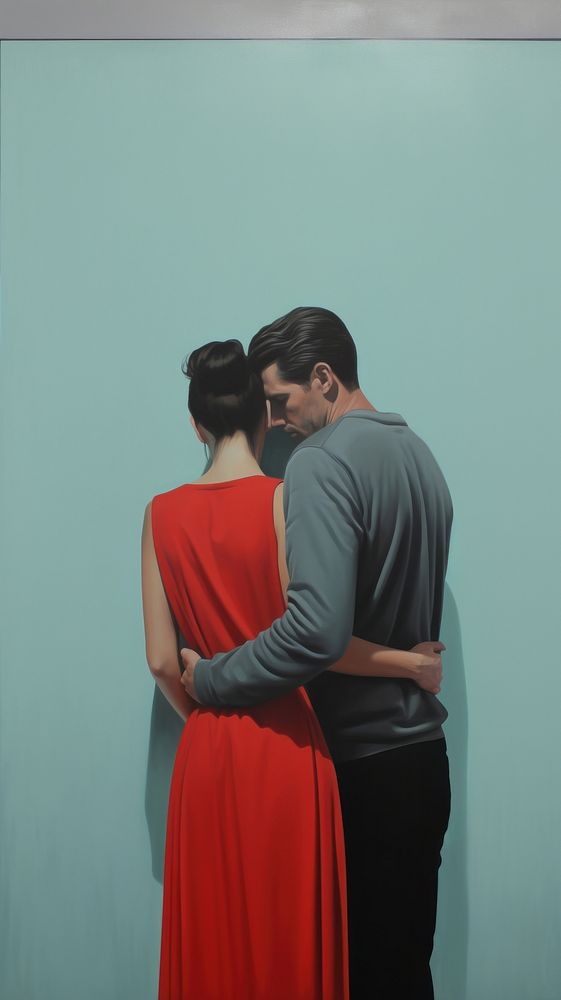 Couple kissing painting adult dress.