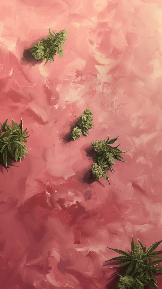 Cannabis buds painting plant backgrounds.