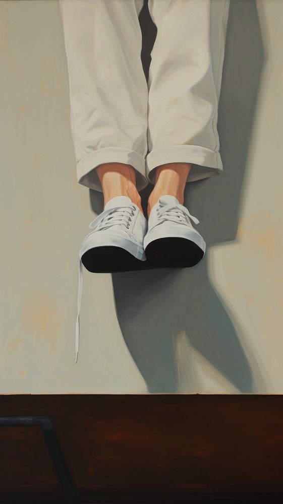 Legs lying on a bin footwear painting shoe.