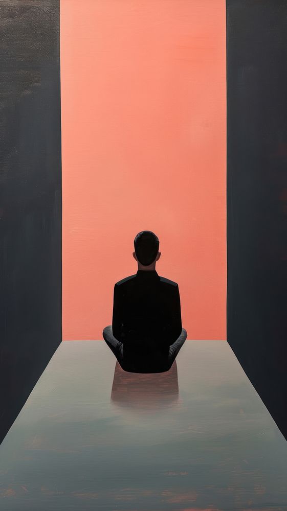 Man sitting silhouette painting adult.