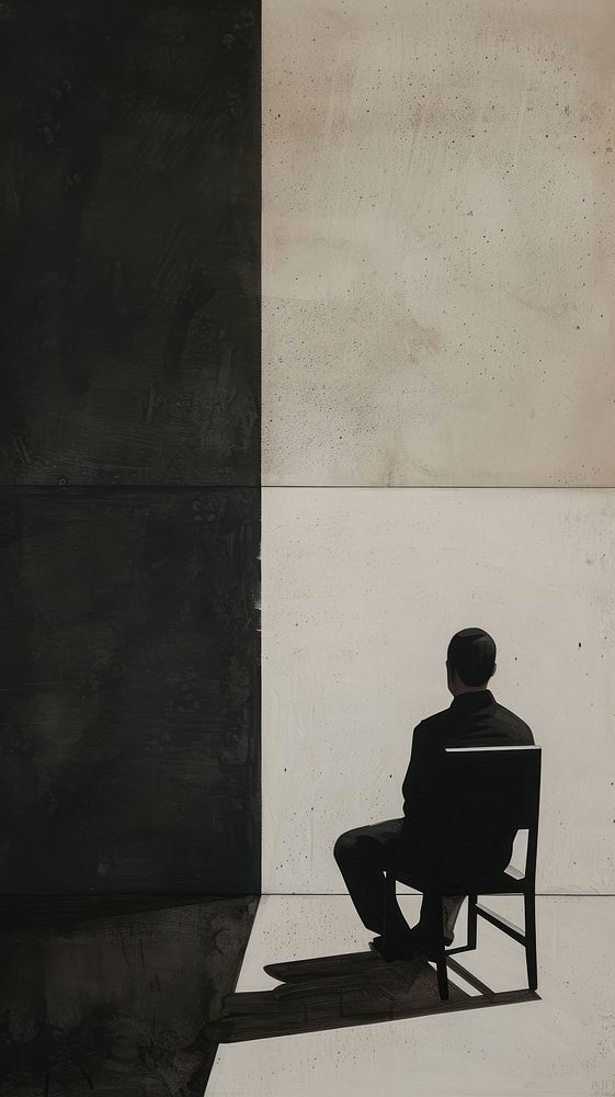 Man sitting chair silhouette adult black.