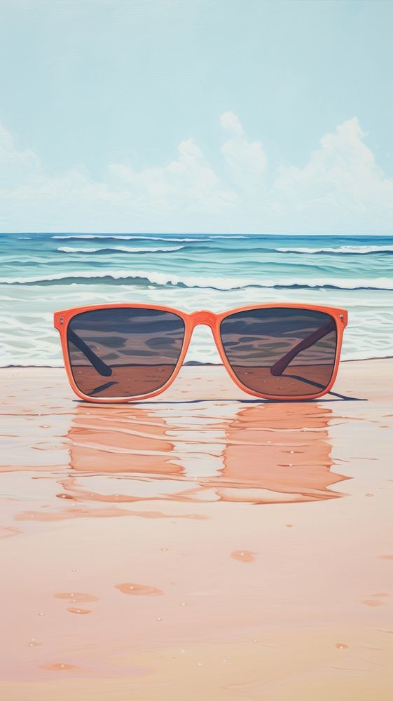 Sunglasses beach outdoors ocean.