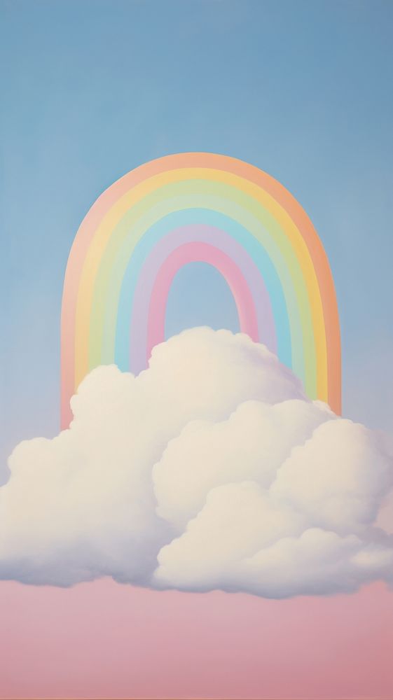 Rainbow with cloud outdoors painting nature.